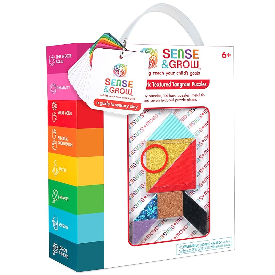 Amazon.com: Sense & Grow Kids Unique Textured Tangram Puzzle